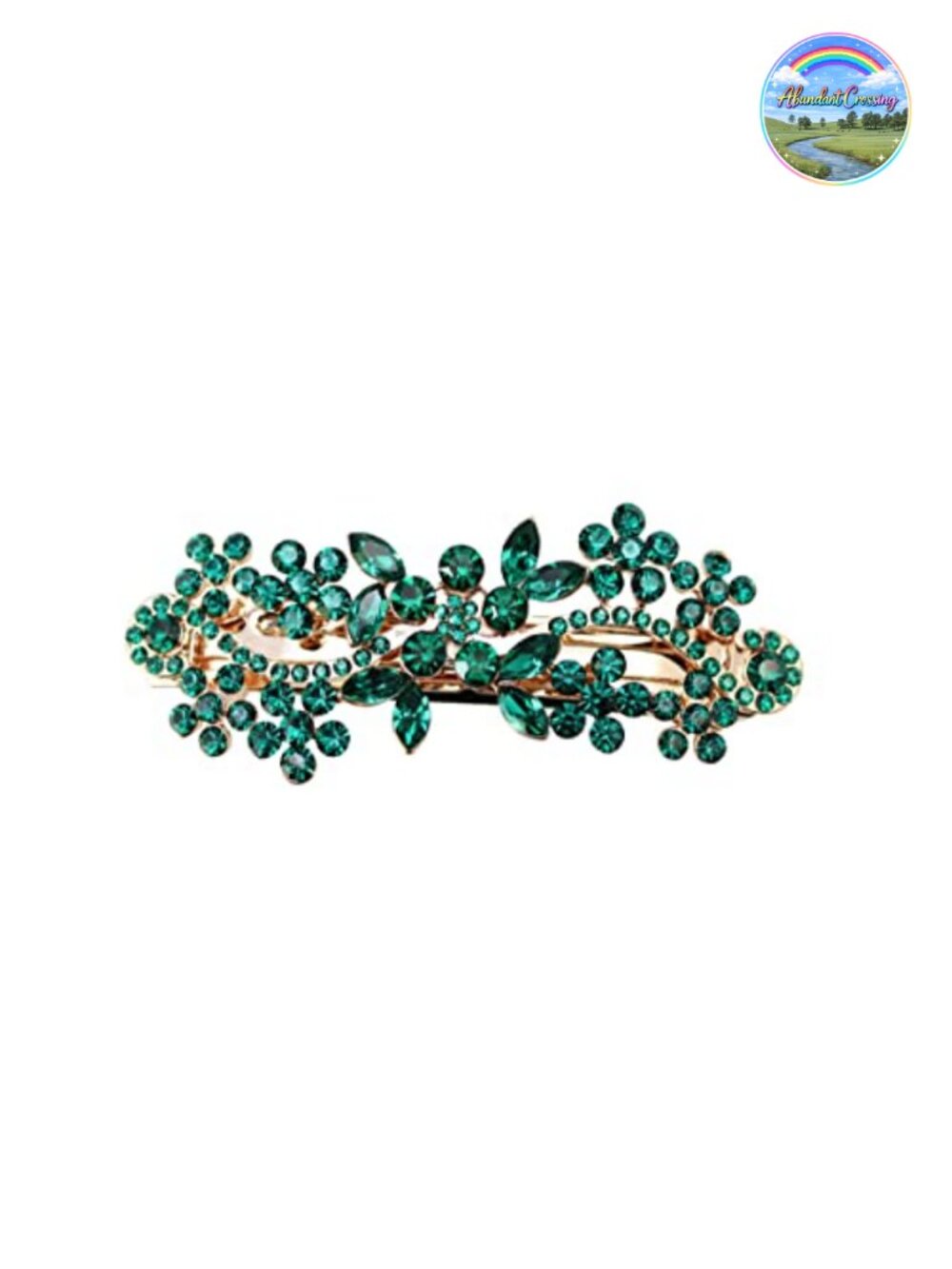Faship Rhinestone Crystal Hair Barrette Rose Gold Plated Floral Clip